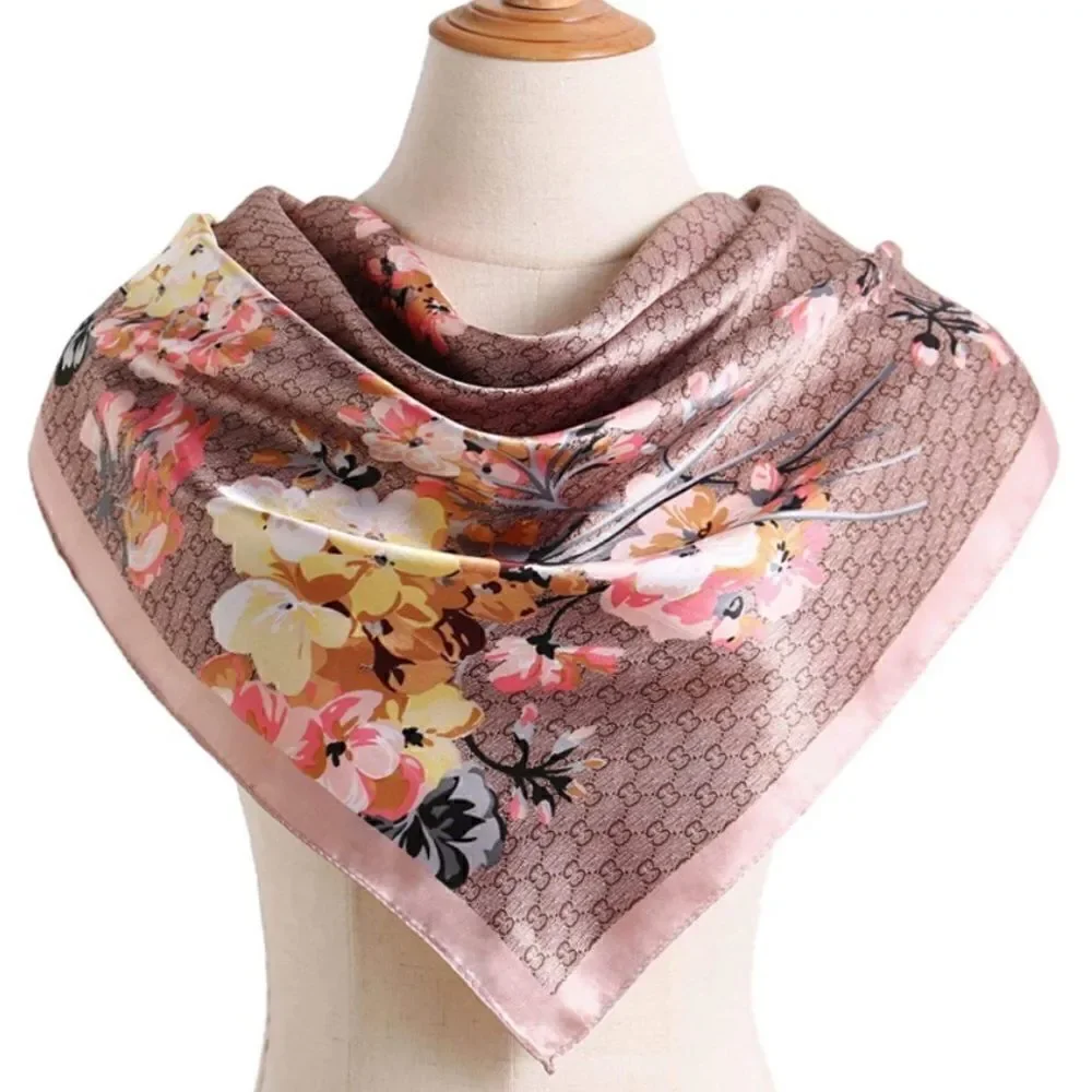 Floral & chain Silky Scarf